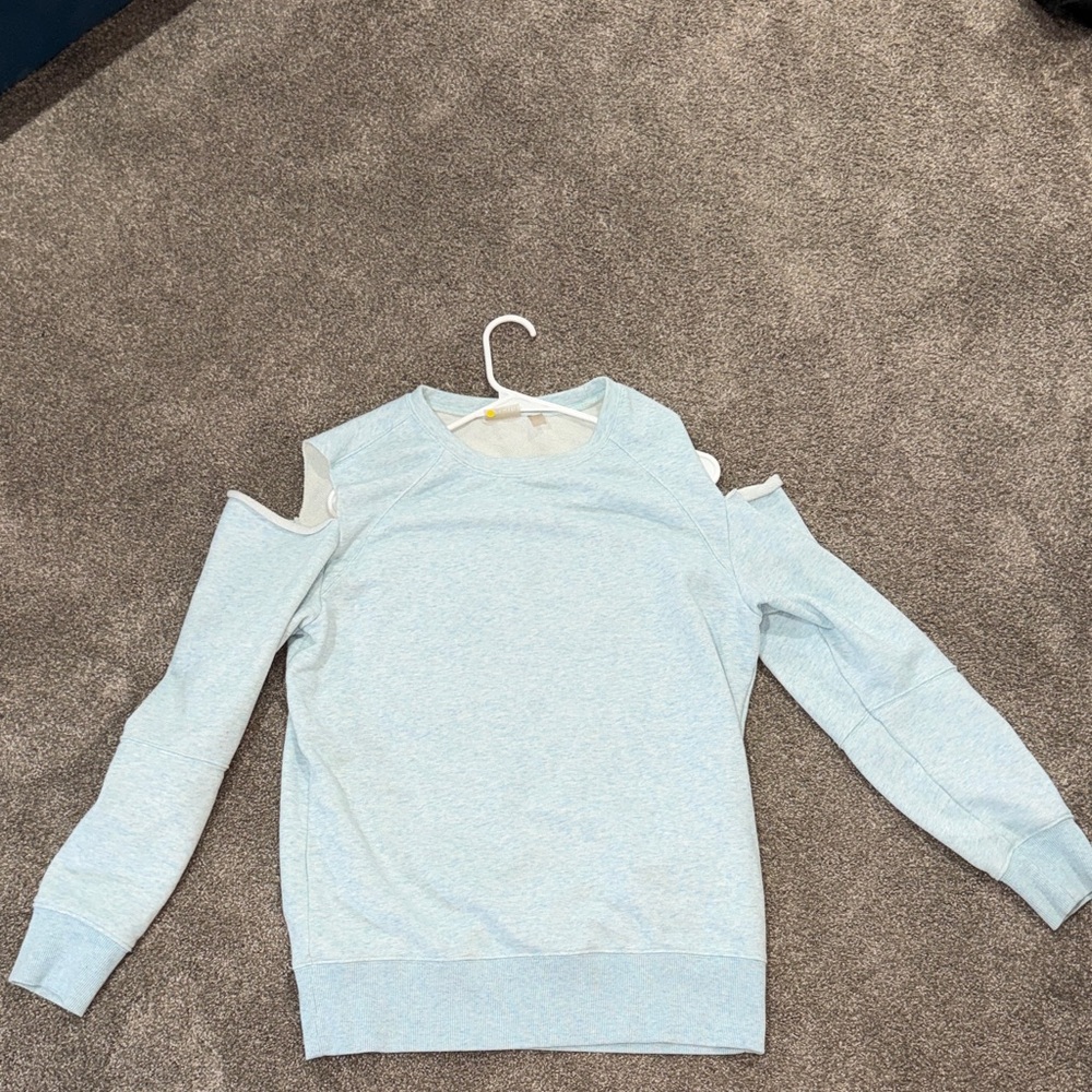 ZELLA Light Blue Cold Shoulder Sweater